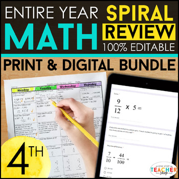 Preview of 4th Grade Math Spiral Review & Quizzes | DIGITAL & PRINT