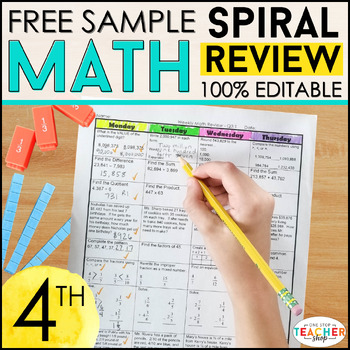 Preview of 4th Grade Math Spiral Review & Quizzes FREE