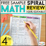 4th Grade Math Spiral Review & Quizzes FREE