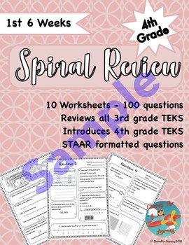 Preview of 4th Grade Math Spiral Review (TEKS Aligned) Sample