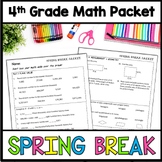 4th Grade Spring Break Math Packet, Review Worksheets Spri