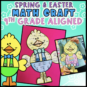 Preview of 4th Grade Math Spring Chick Easter Craft Multip Division Fractions Decimals