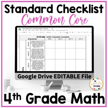 Preview of 4th Grade Math Standards Checklist - Common Core