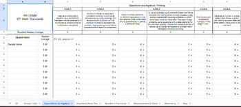 Preview of 4th Grade Math Standards Tracking/Final Review Checker