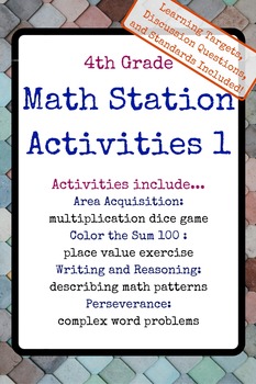 Preview of 4th Grade Math Stations Centers 1