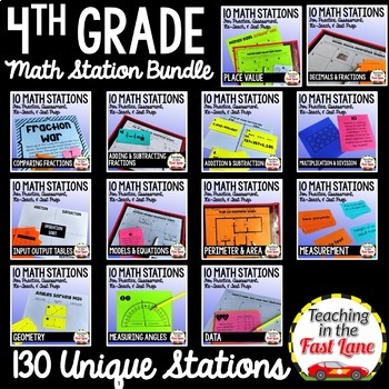 Preview of 4th Grade Math Stations - Math Activities for the Whole Year - Math Games Bundle