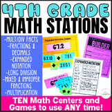 4th Grade Math Stations | Test Prep | Mixed Skills for Rev