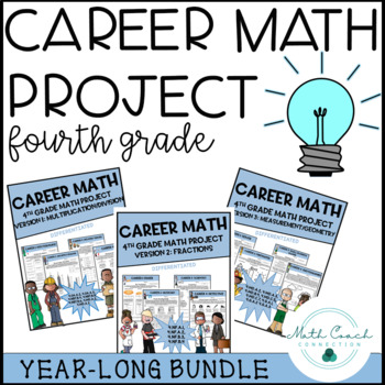 Preview of 4th Grade Math Story Problem Project Year-Long Bundle | Career Math 