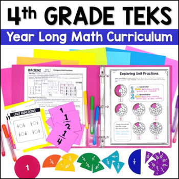 Preview of 4th Grade Math TEKS Year-Long Curriculum Bundle