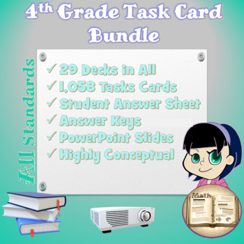 Preview of 4th Grade Math Task Card Bundle:  29 Decks -1508 Task Cards (CCSS Aligned)