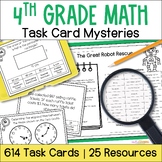 4th Grade Math Task Card Mystery Bundle - Fractions, Divis