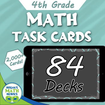 Preview of 4th Grade Math Task Cards | BOOM, Google, Printables (84 Decks!)
