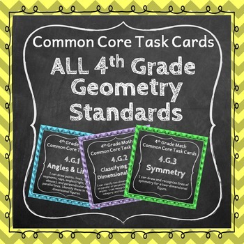 Preview of 4th Grade Geometry Task Cards: Geometry Task Cards Fourth Grade Math Bundle 4.G