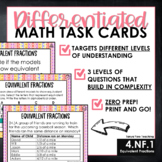 4th Grade Math Task Cards Differentiated Math Centers 4.NF