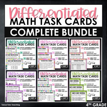 Preview of 4th Grade Math Task Cards Differentiated Math Centers Complete Yearlong Bundle
