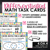 4th Grade Math Task Cards Differentiated Math Centers Fact
