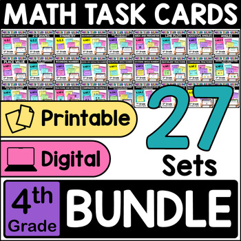 Preview of 4th Grade Math Task Cards BUNDLE - 27 Sets of Printable & Digital Task Cards