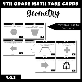 Preview of 4th Grade Math Task Cards | Geometry | 4.G.3 | Digital & Printable