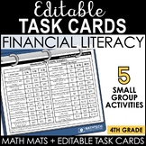 4th Grade Math Task Cards & Math Mats - Personal Financial