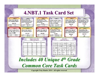 Preview of 4th Grade Math Task Cards - Place Value Understanding 4.NBT.1