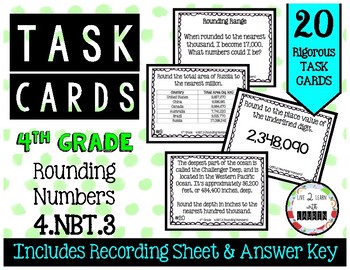 Preview of 4.NBT.3 Rounding Numbers Up to MILLIONS 4th Grade Task Cards