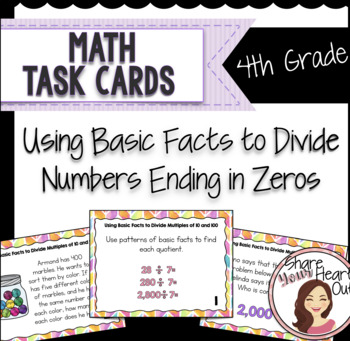 Preview of 4th Grade Math Task Cards: Using Basic Facts to Divide