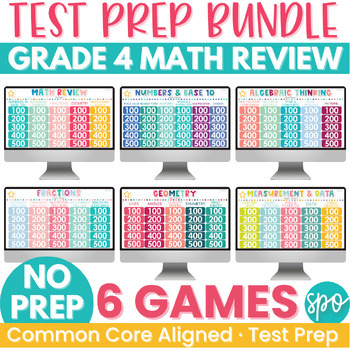 Preview of 4th Grade Math Test Prep Bundle- Jeopardy-Style Math Games NO PREP