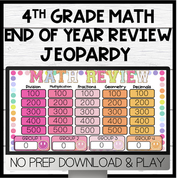 Preview of 4th Grade Math Test Prep Game Show | End of Year Review | Jeopardy Style NO PREP