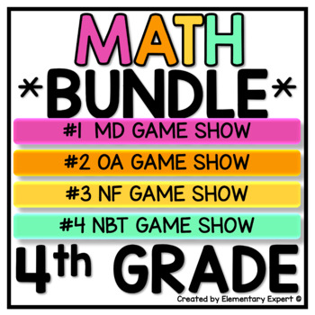 Preview of 4th Grade Math Test Prep Jeopardy Games BUNDLE NBT, OA, NF, MD