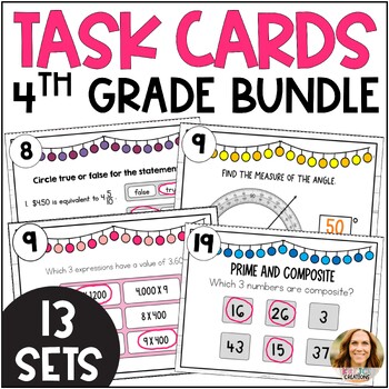 Preview of 4th Grade Math Review Task Card BUNDLE - Full Year Test Prep Centers