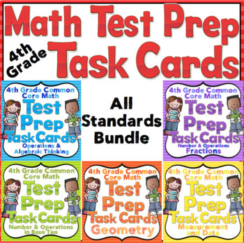 Preview of 4th Grade Math Test Prep Task Cards Bundle