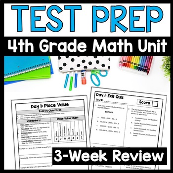 Preview of Fourth Grade Math State Test Prep Review Unit, Summer School Math Curriculum