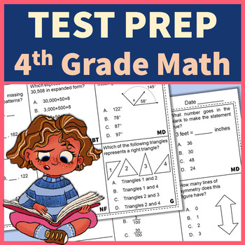 Preview of 4th Grade Math Test Prep Worksheets Morning Work