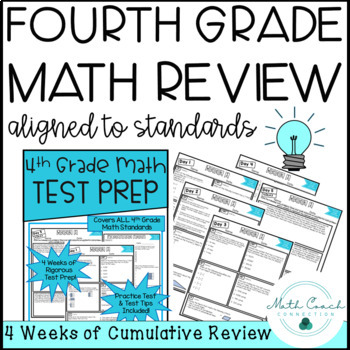 Preview of 4th Grade Math Cumulative Review Test Prep