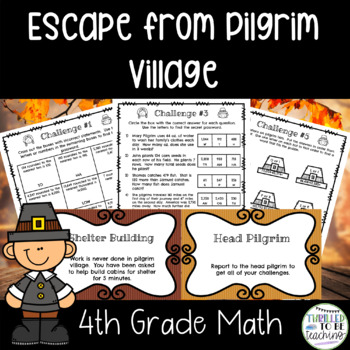 Preview of 4th Grade Math Thanksgiving Escape Room