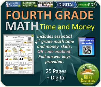 4th Grade Math Time and Money Worksheets Distance Learning ...