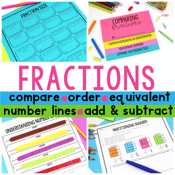 Preview of Fractions | Compare, Equivalent, Add & Subtract, Mixed Numbers & Improper