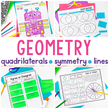 Preview of Geometry | Quadrilaterals | Symmetry | Types of Lines | 4th Grade