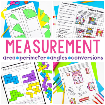 Preview of Measurement | Angles, Area & Perimeter, Line Plots, & Converting Measurements