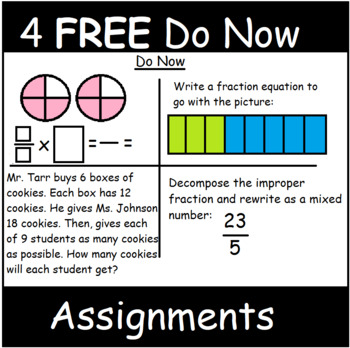 Preview of 4th Grade Math Visual Lesson Plan: 4 FREE DO NOW ASSIGNMENTS (standard aligned)