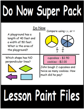 Preview of 4th Grade Math Visual Lesson Plans: Do Now Super Pack