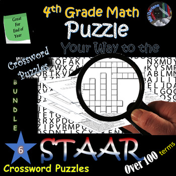 Preview of 4th Grade Math Vocabulary STAAR Review~Crossword Pack~100 PLUS Terms~NO PREP