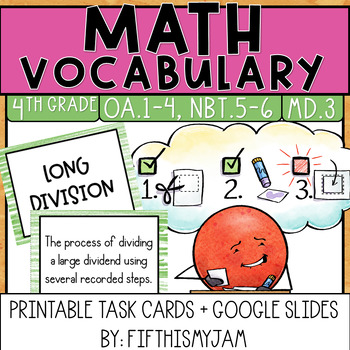 Preview of Operations and Numbers Math Vocabulary | 4th Grade Terms