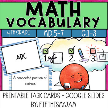 Preview of Geometry and Measurement Math Vocabulary | 4th Grade Terms