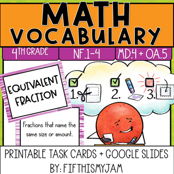 Preview of Fractions and Measurement Math Vocabulary | 4th Grade Terms