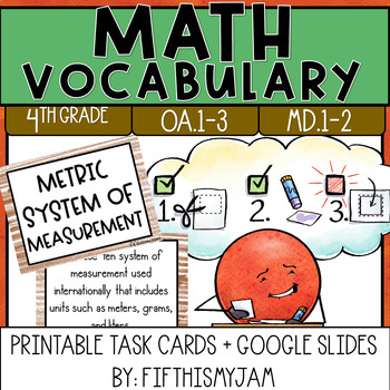 Preview of Operations and Measurement Math Vocabulary | 4th Grade Terms