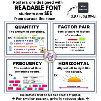 math word wall and math vocabulary posters 4th grade 218