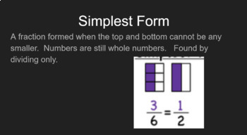 Preview of 4th Grade Math Vocabulary Slides - Adding and Subtracting Fractions