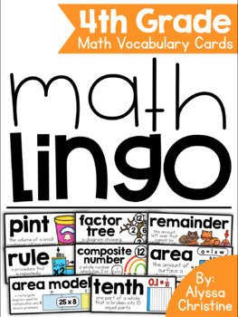 Preview of 4th Grade Math Vocabulary Word Wall Cards