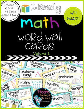 Preview of I-Ready Math Vocabulary Word Wall 4th Grade, Volume 2